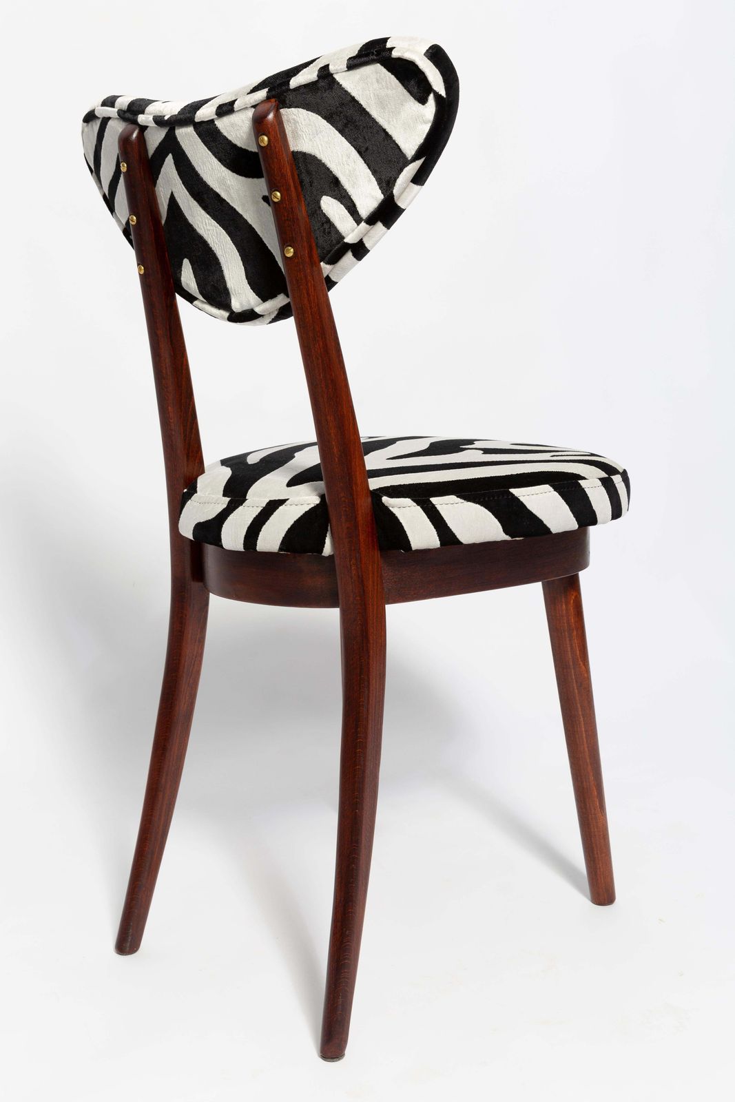 Midcentury Regency Zebra Black And White Heart Chair, Poland, 1960s photo buy