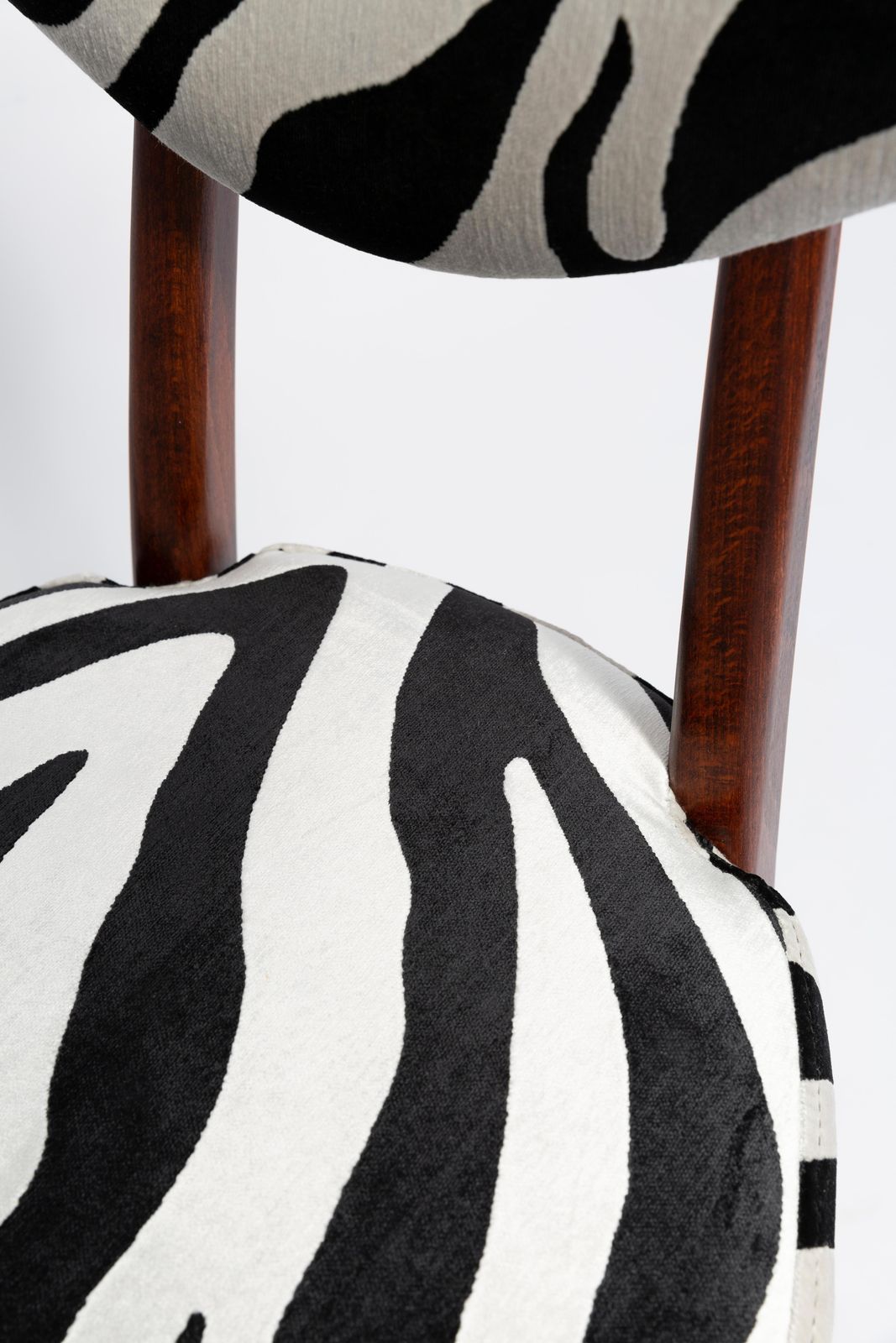 Furniture Midcentury Regency Zebra Black And White Heart Chair, Poland, 1960s photo