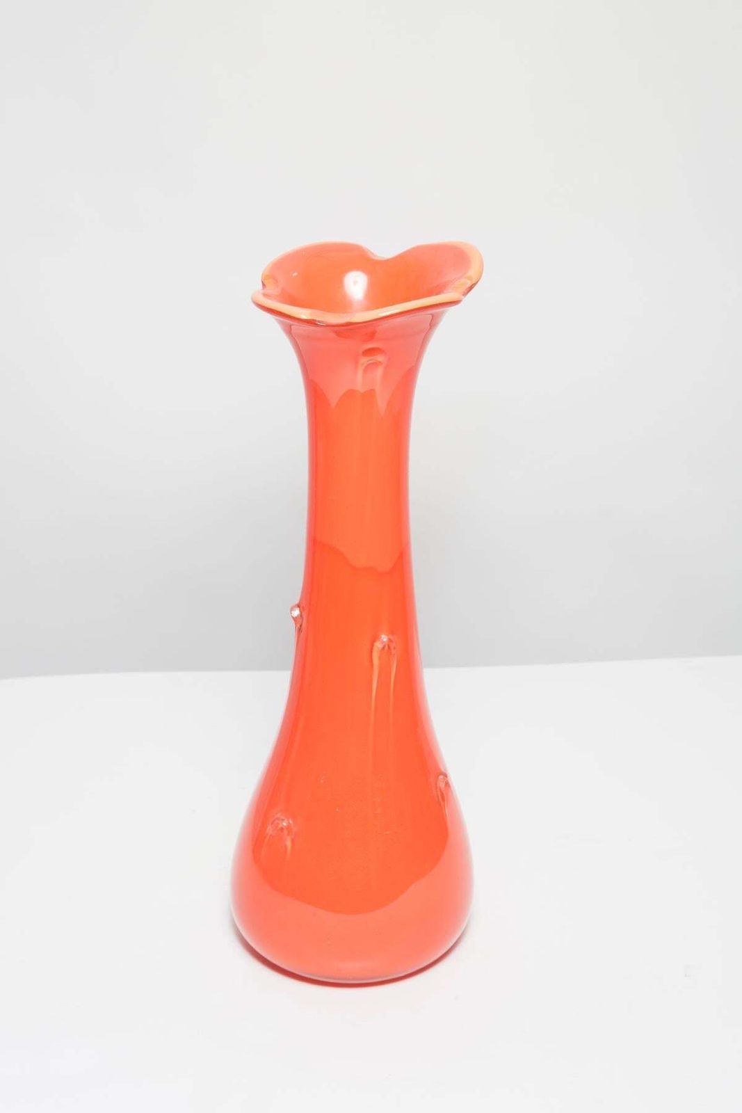 Mid Century Artistiek Glazen Vaas In Groot Formaat, Oranje, Tarnowiec, Sulczan, Europa, Jaren 1970 photo vinterior