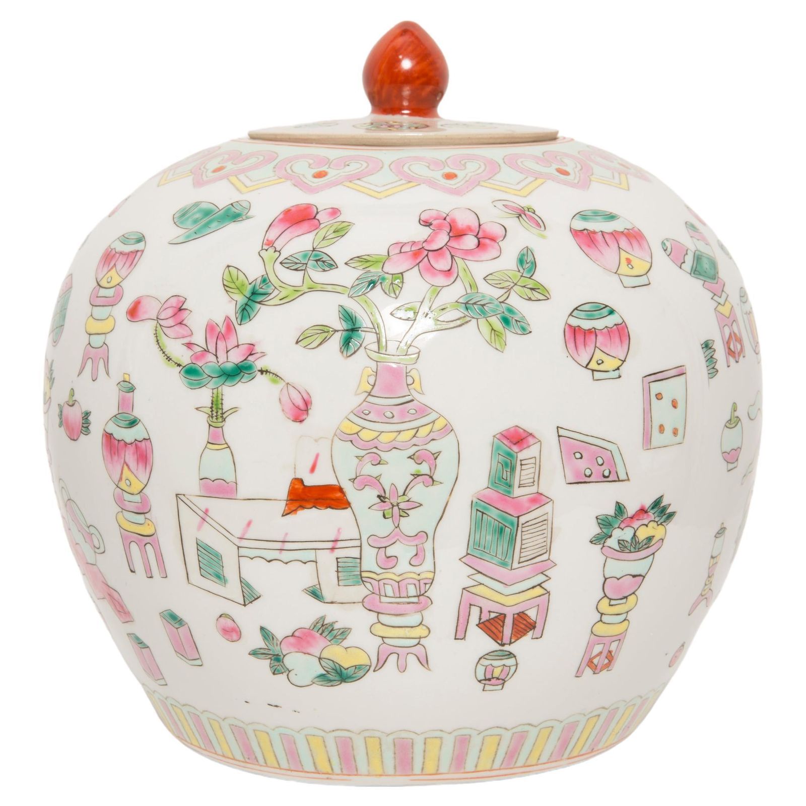 Ceramic Hand Painted Vase Candy Box, 20th Century, Europe, 1960s