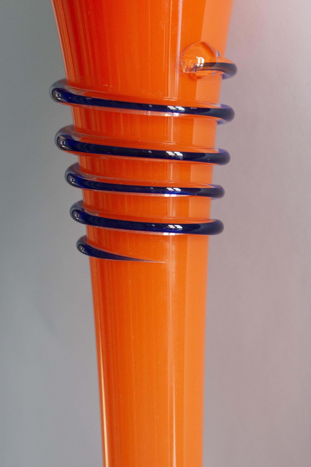 Mid Century Vintage Slim High Orange Decorative Glass Vase, Europe, 1960s photo 298.0