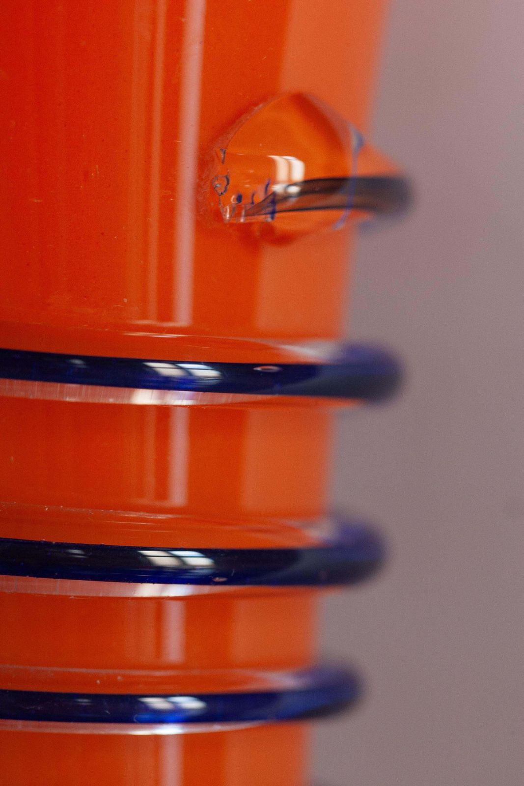 Mid Century Vintage Slim High Orange Decorative Glass Vase, Europe, 1960s photo vinterior