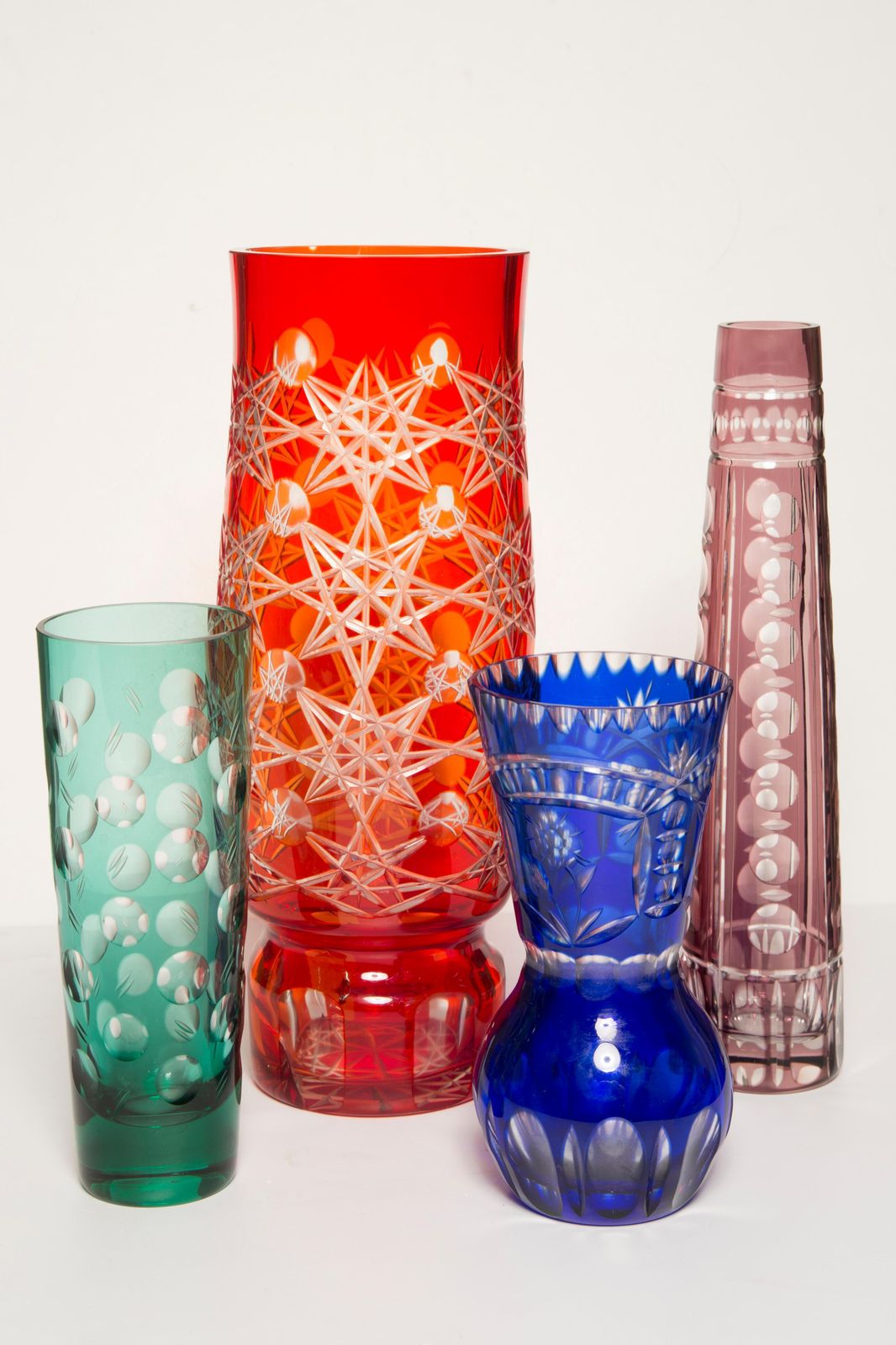 Set Of Four Mid Century Vintage Crystal Vases, Italy, 1960s photo Home Decor
