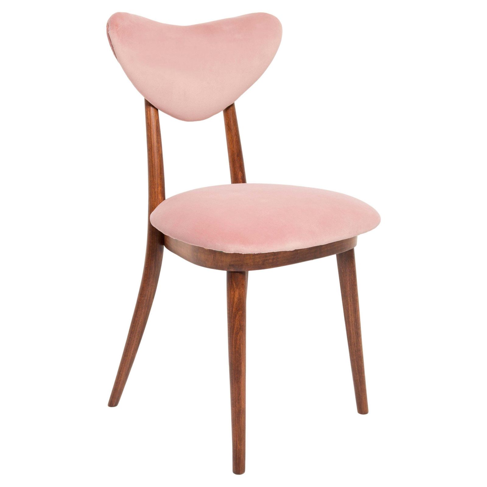 Mid Century Lichtroze Fluwelen Hartvormige Fauteuil, Europa, Ca. Jaren 1960