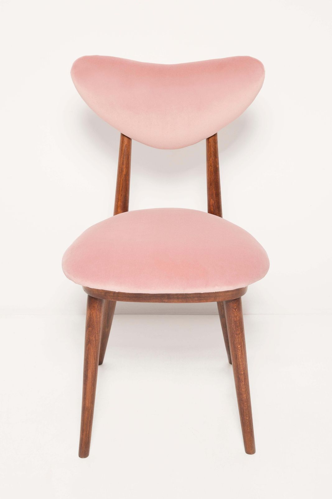 photo for sale Mid Century Light Pink Velvet Heart Chair, Europe, 1960s