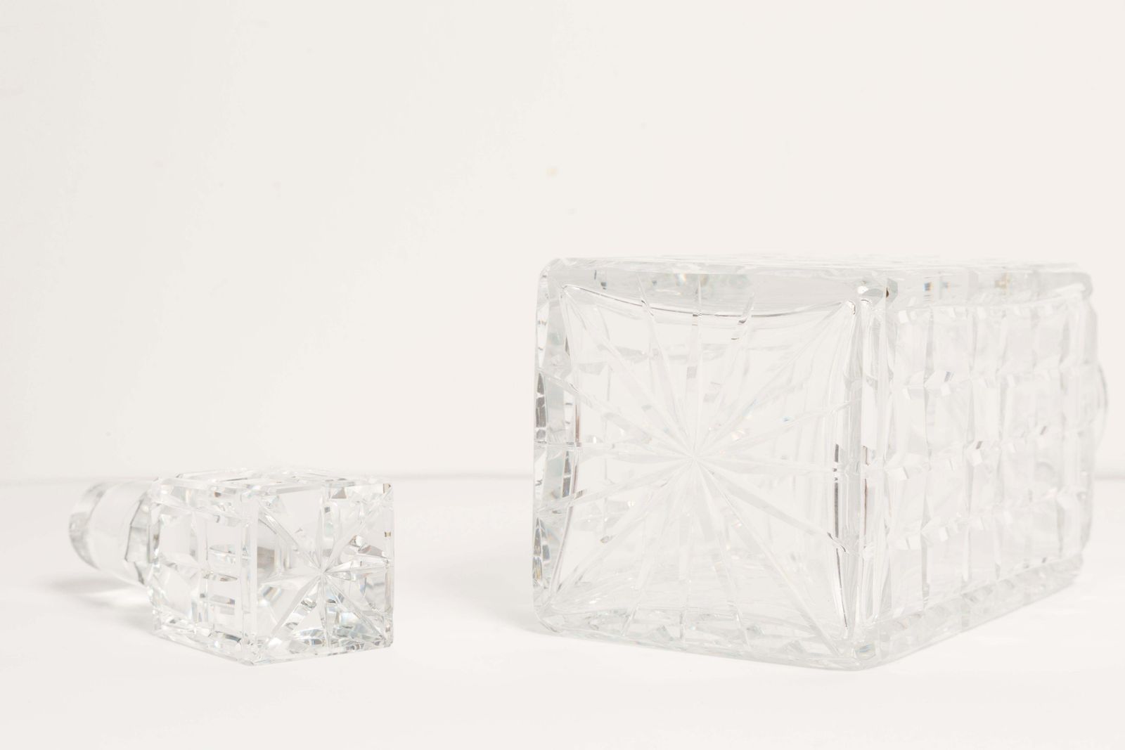 photo for sale Mid Century Transparent Crystal Glass Decanter With Stopper, Europe, 1960s
