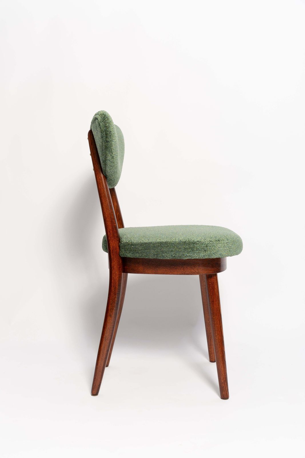 Mid Century Heart Chair And Stool, Green Velvet, Dark Wood, Europe 1960s photo buy