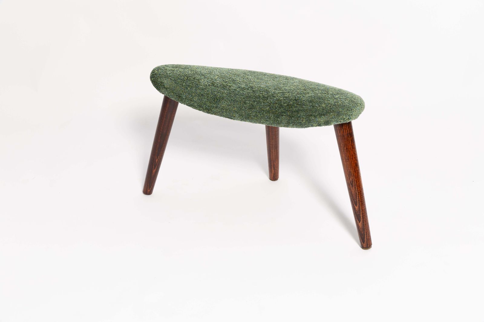 photo buy Mid Century Heart Chair And Stool, Green Velvet, Dark Wood, Europe 1960s
