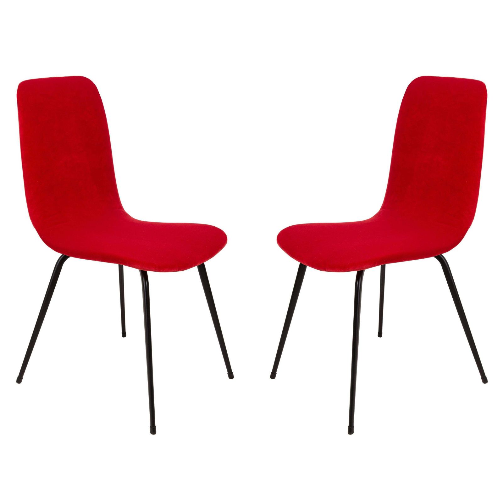 Set Of Two Mid Century Red Velvet Chairs, Fameg, A 6150 Type, Europe, 1960s.