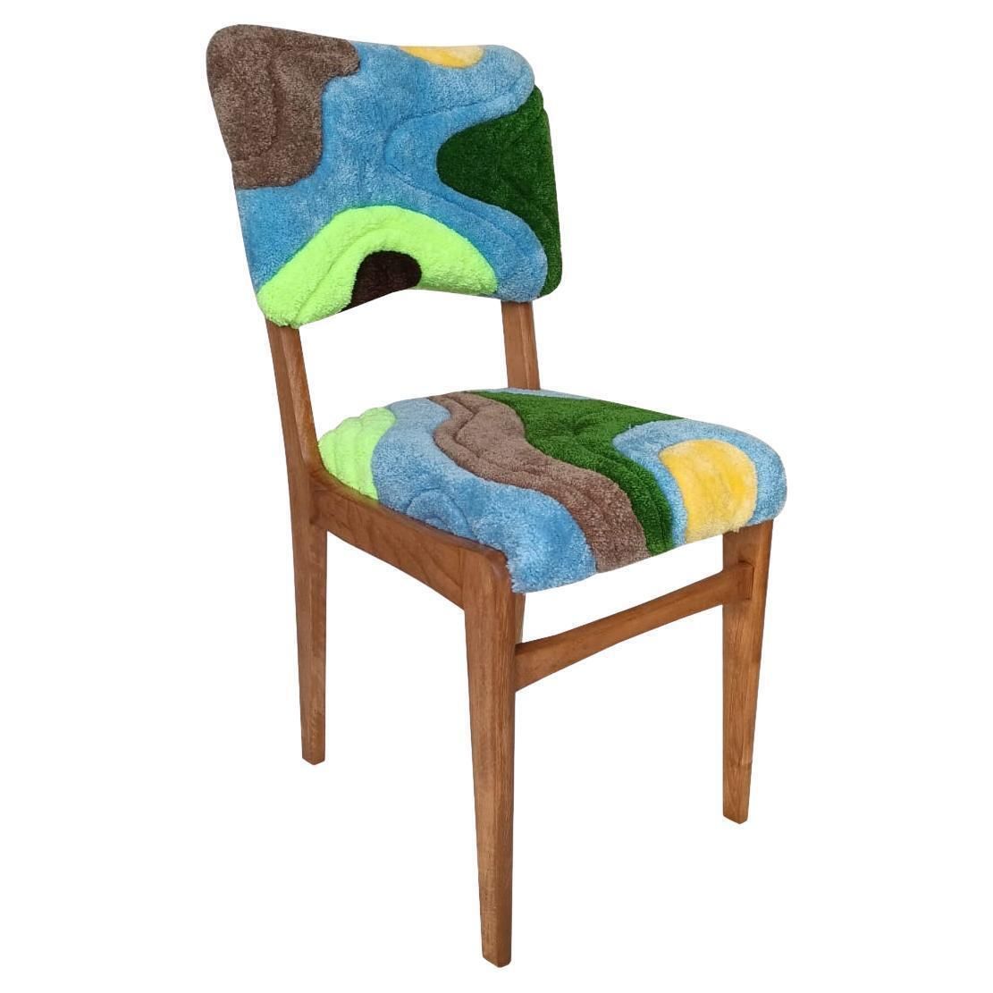 Mid Century Hand Tufting Chair, Light Wood, Rajmund Halas, Poland, 1960s