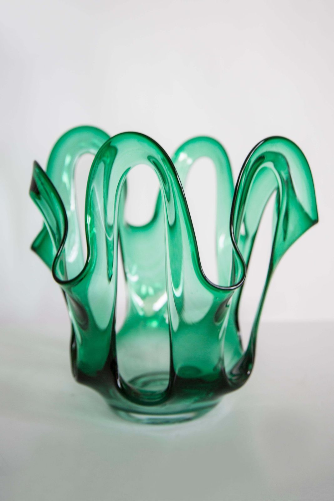 Mid Century Vintage Grote Glazen Vaas In Groen Aqua, Europa, Jaren 1970 photo vintage