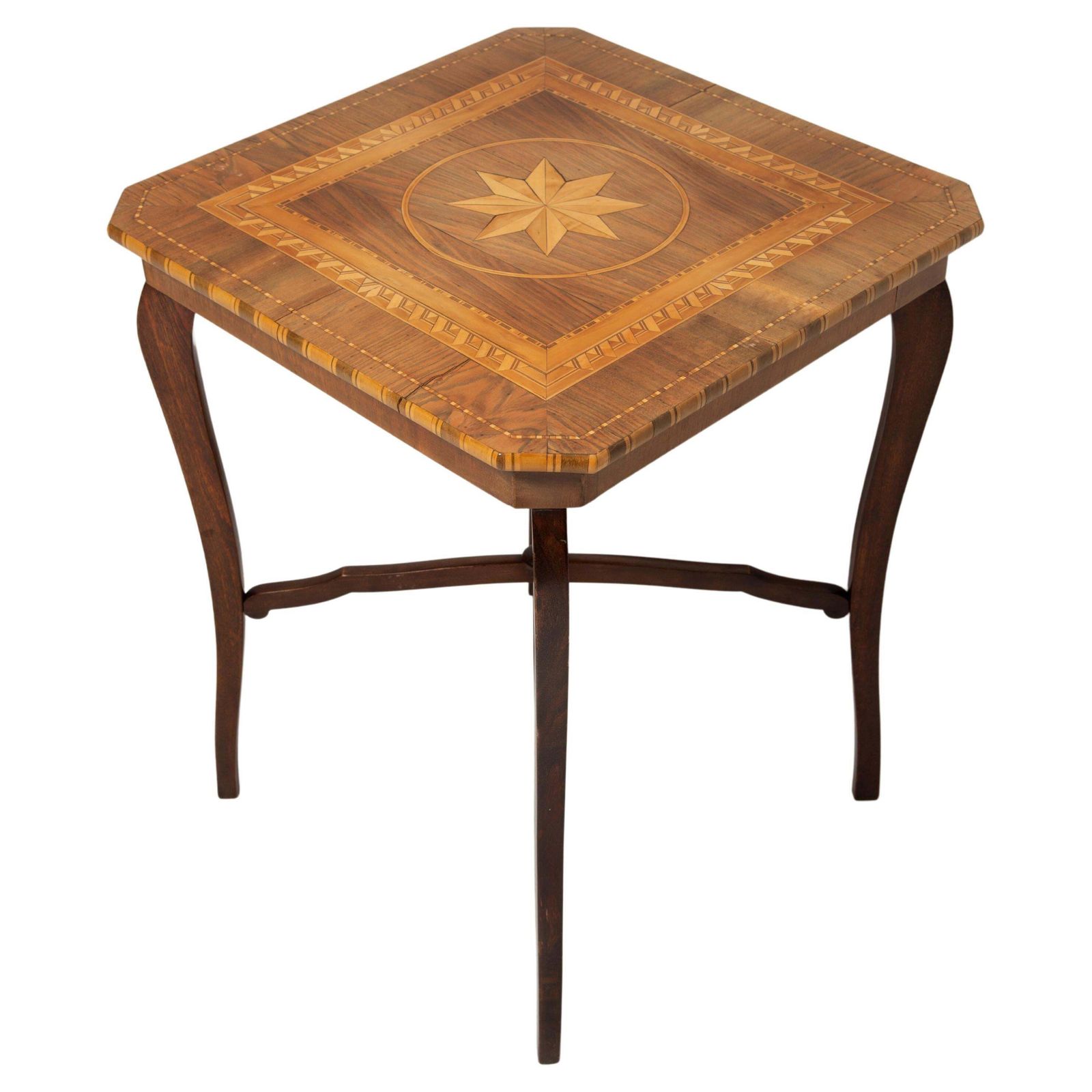 Mid Century Modern Coffee Table, Vintage, Art Deco, Star Marquetry, 1960s