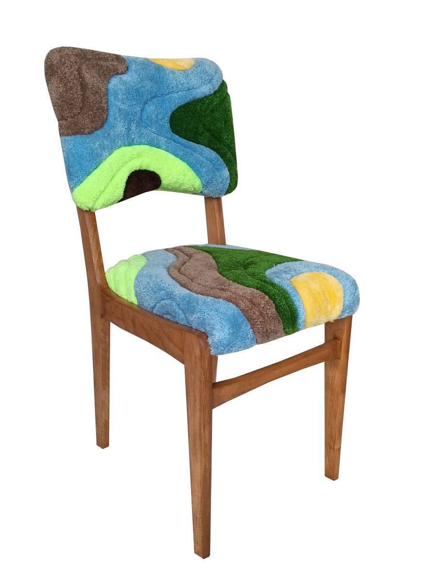 Set Of Six Mid Century Tufting Chairs, Light Wood, Rajmund Halas, Poland, 1960s photo 5096.0