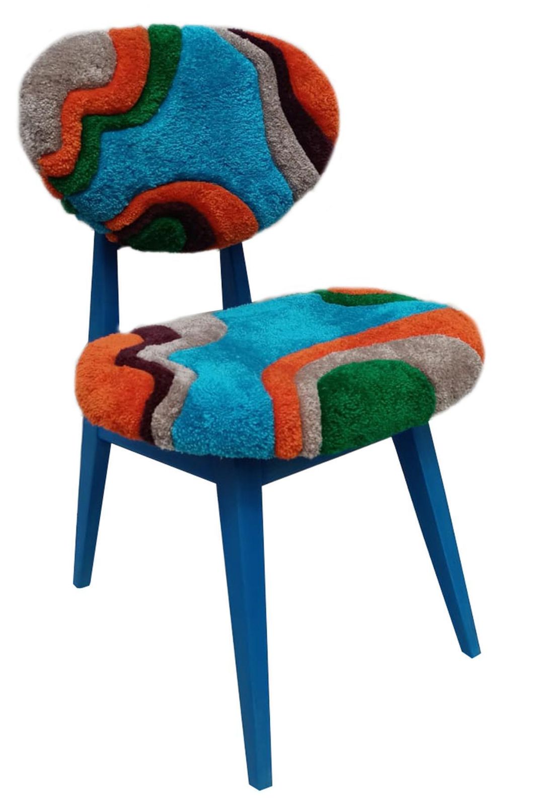 Mid Century Mushroom Chair, Hand Tufting Blue Green Orange Wool, Europe, 1960s photo buy