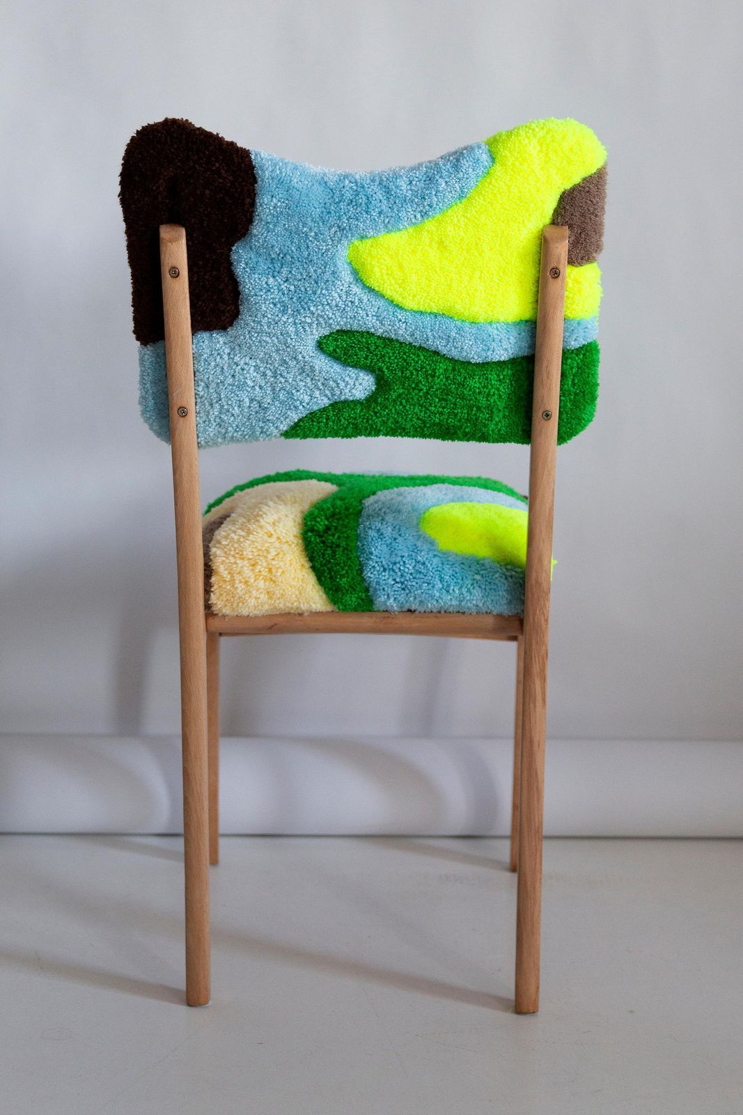photo furniture Mid Century Hand Tufting Chair, Light Wood, Rajmund Halas, Poland, 1960s
