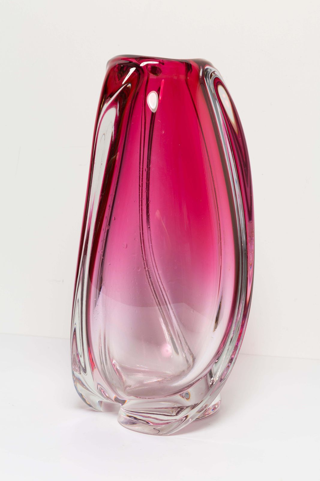 Mid Century Vintage Pink Big Vase, Val Saint Lambert, Belgium, 1960s photo for sale