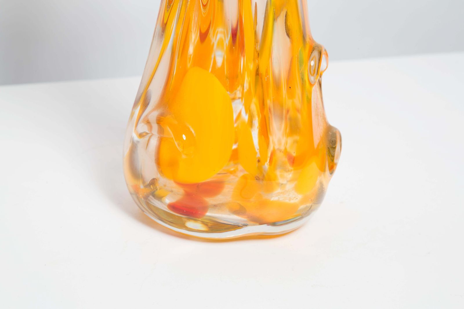 Mid Century Artistic Glass Yellow Vase, Tarnowiec, Sulczan, Europe, 1970s photo 502.0