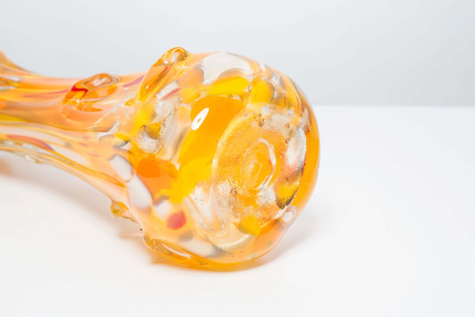 Mid Century Artistic Glass Yellow Vase, Tarnowiec, Sulczan, Europe, 1970s photo vintage