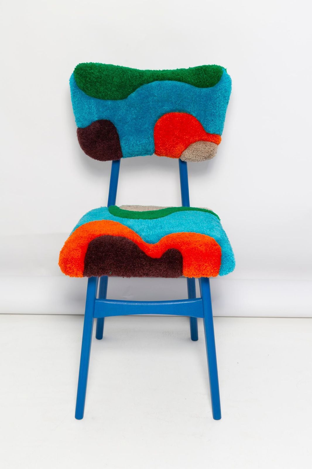 Mid Century Butterfly Stoel, Handgeknoopt Wol In Blauw, Groen En Oranje, Europa, Jaren 1960 photo for sale