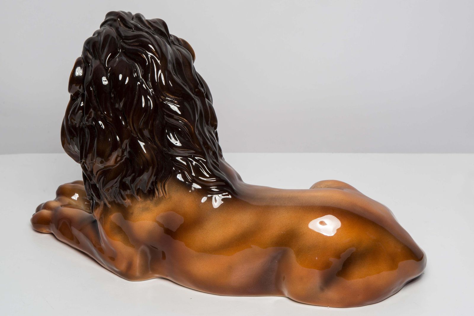 Art Mid Century Hand Painted Ceramic Lion Sculpture, Italy, 1960s photo