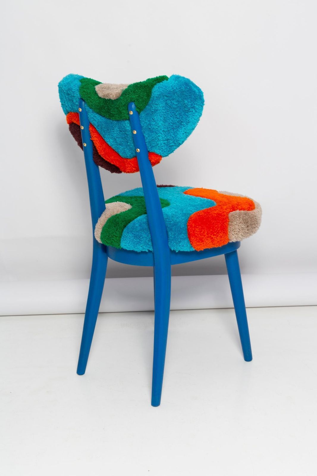 Mid Century Fauteuil Type A5828 Met Schelpvormige Rugleuning, Handmatig Getuft Wol In Blauw Groen, Europa, Polen, Ca. Jaren 1960 photo vinterior