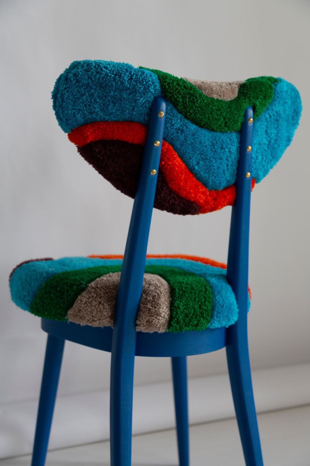 Mid Century Fauteuil Type A5828 Met Schelpvormige Rugleuning, Handmatig Getuft Wol In Blauw Groen, Europa, Polen, Ca. Jaren 1960 photo vintage