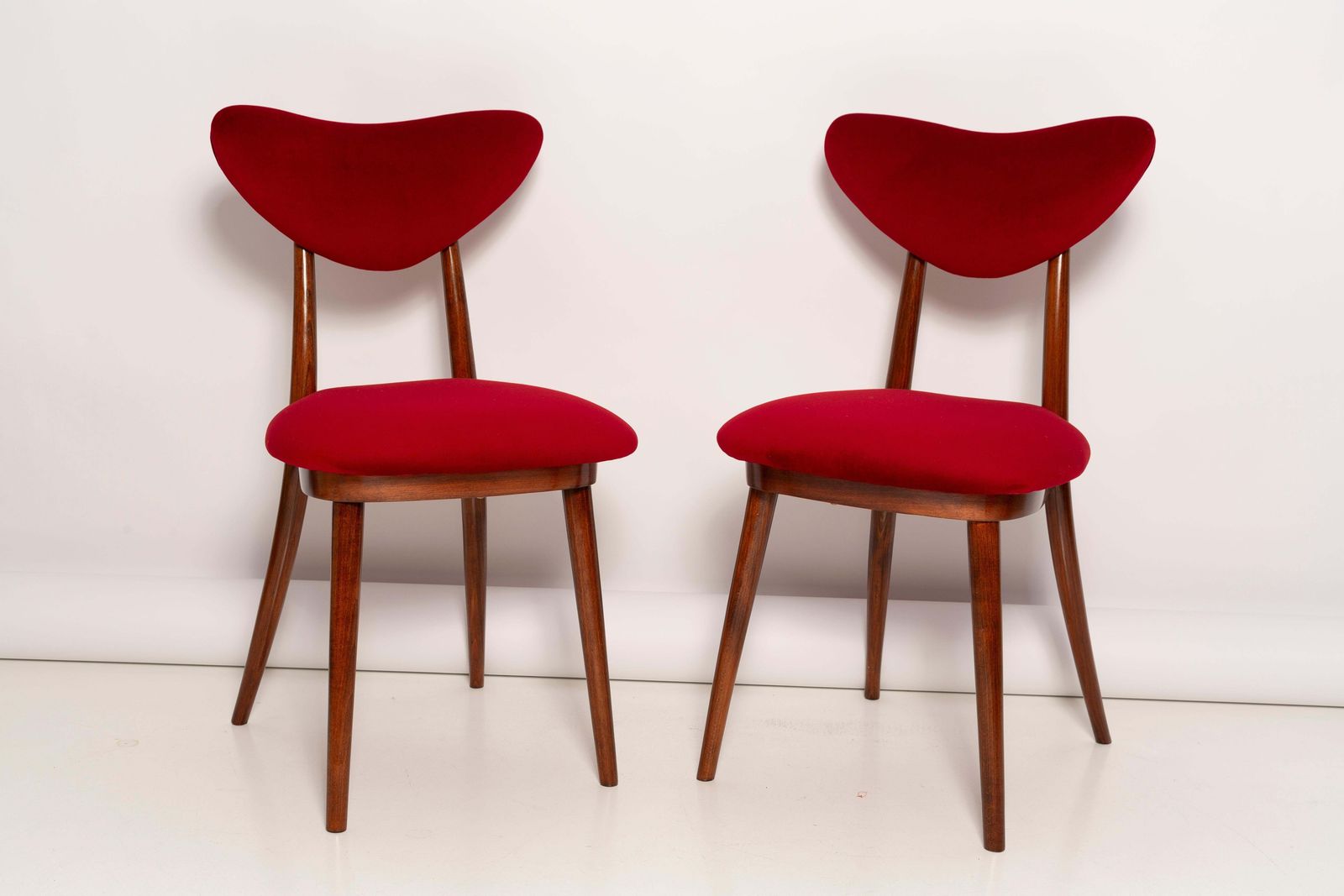 Pair Of Mid Century Red Heart Chairs, Poland, 1960s photo for sale