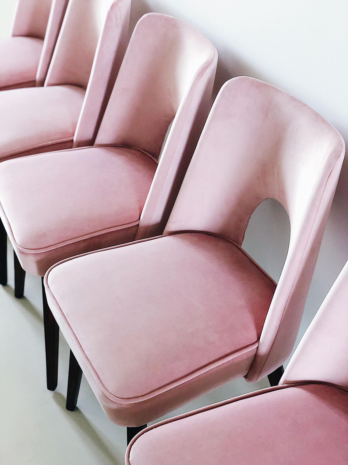 Set Of Two Baby Pink Velvet "Shell" Chairs, Europe, 1960s. photo Furniture