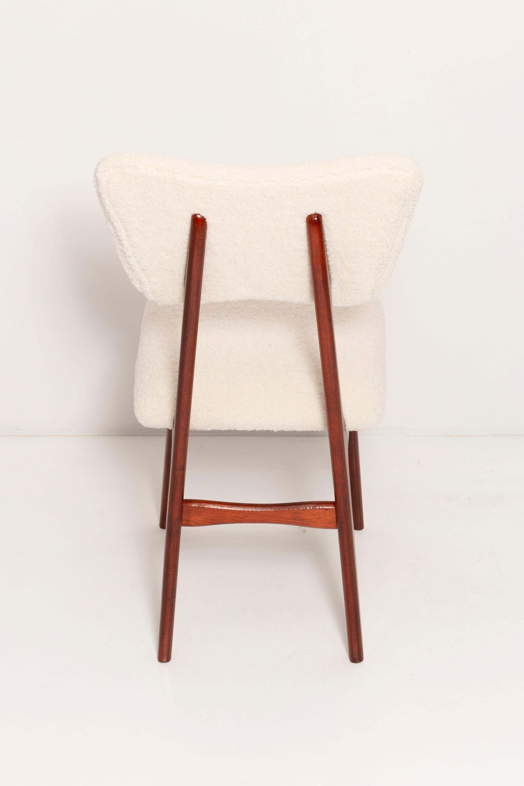 photo buy Two 20th Century Chairs In Light Creme And Cherry Wood Boucle, Europe, 1960s