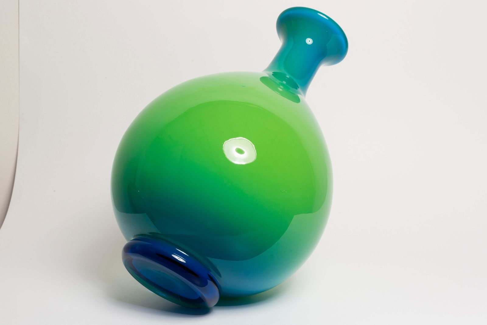 Home Decor Mid Century Vintage Blue And Green Big Vase, 20th Century, Europe, 1960s photo