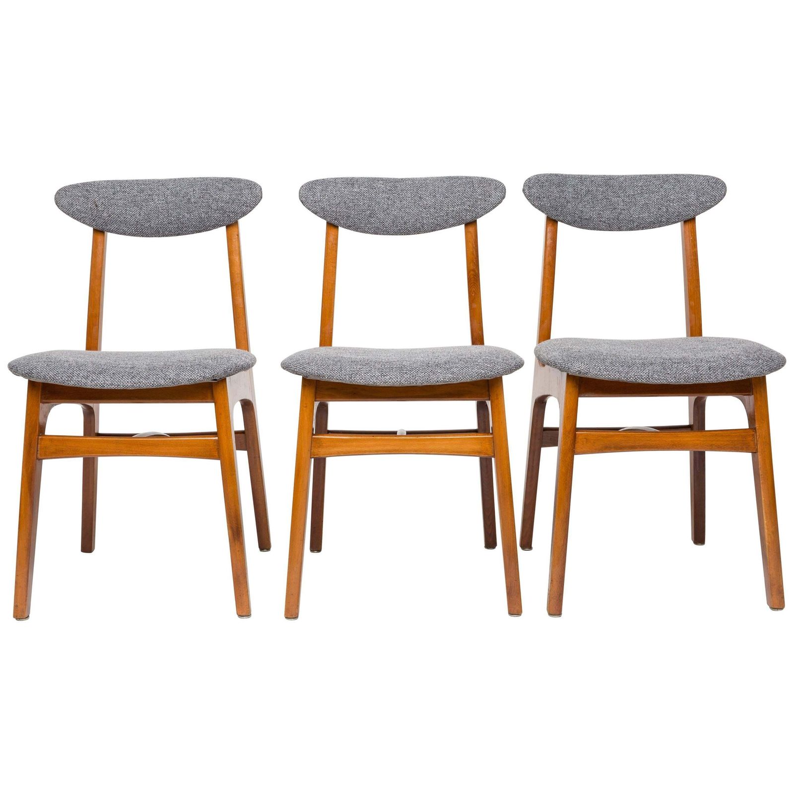 Set Van Drie Mid Century Grijze Wollen Stoelen, Rajmund Halas, Europa, Jaren 1960