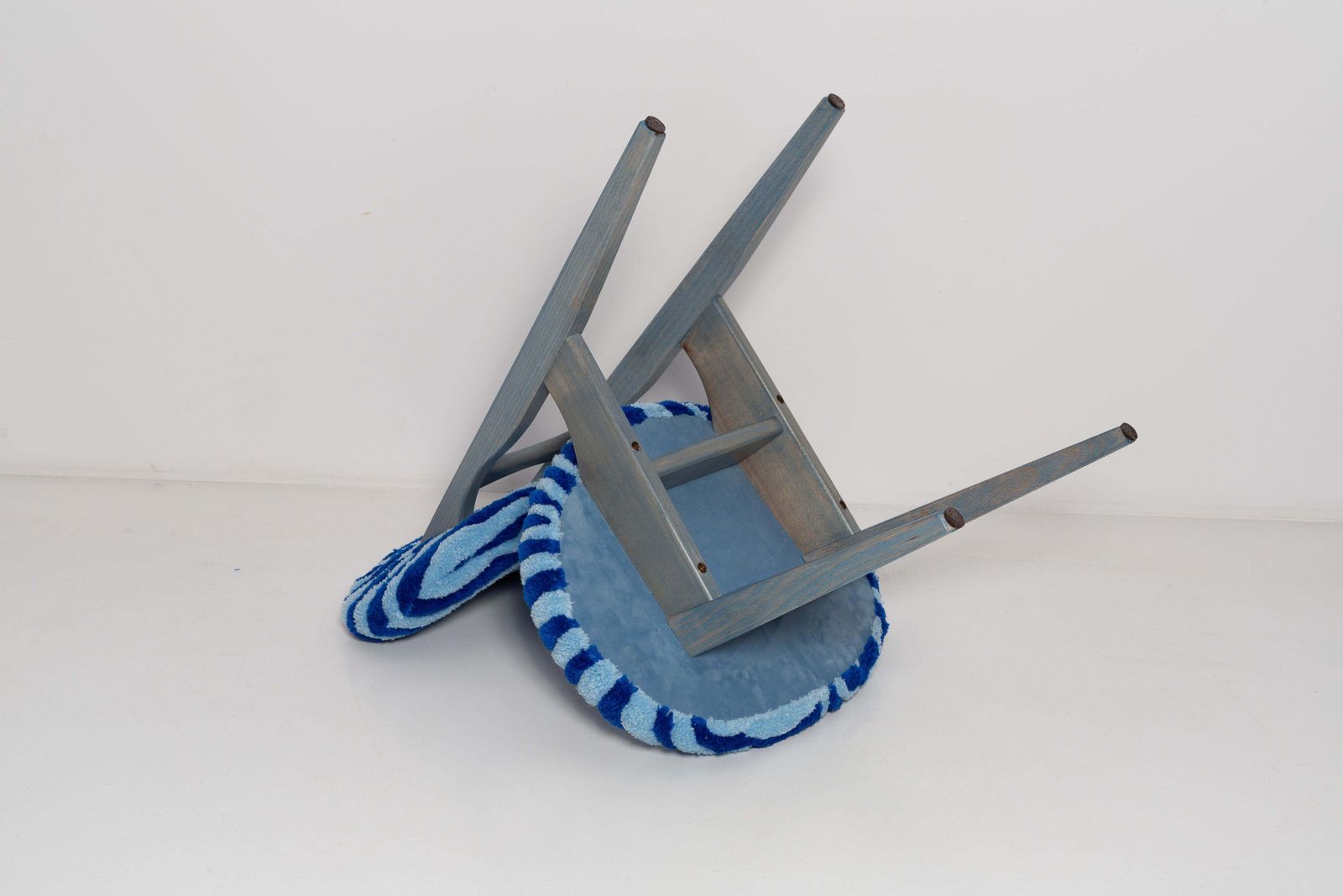 Mid Century Fauteuil, Handmatig Getuft In Blauw Zebrawol, Europa, Ca. Jaren 1960 photo 1656.0