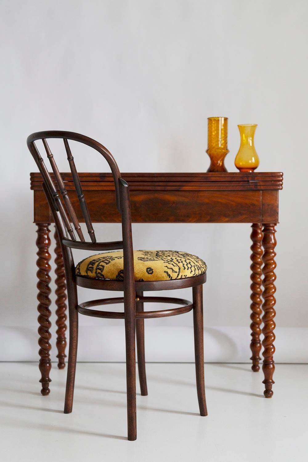 photo buy Pair Of Mid Century Beige Tiger Dedar Chairs, Fameg Factory, Poland, 1960s