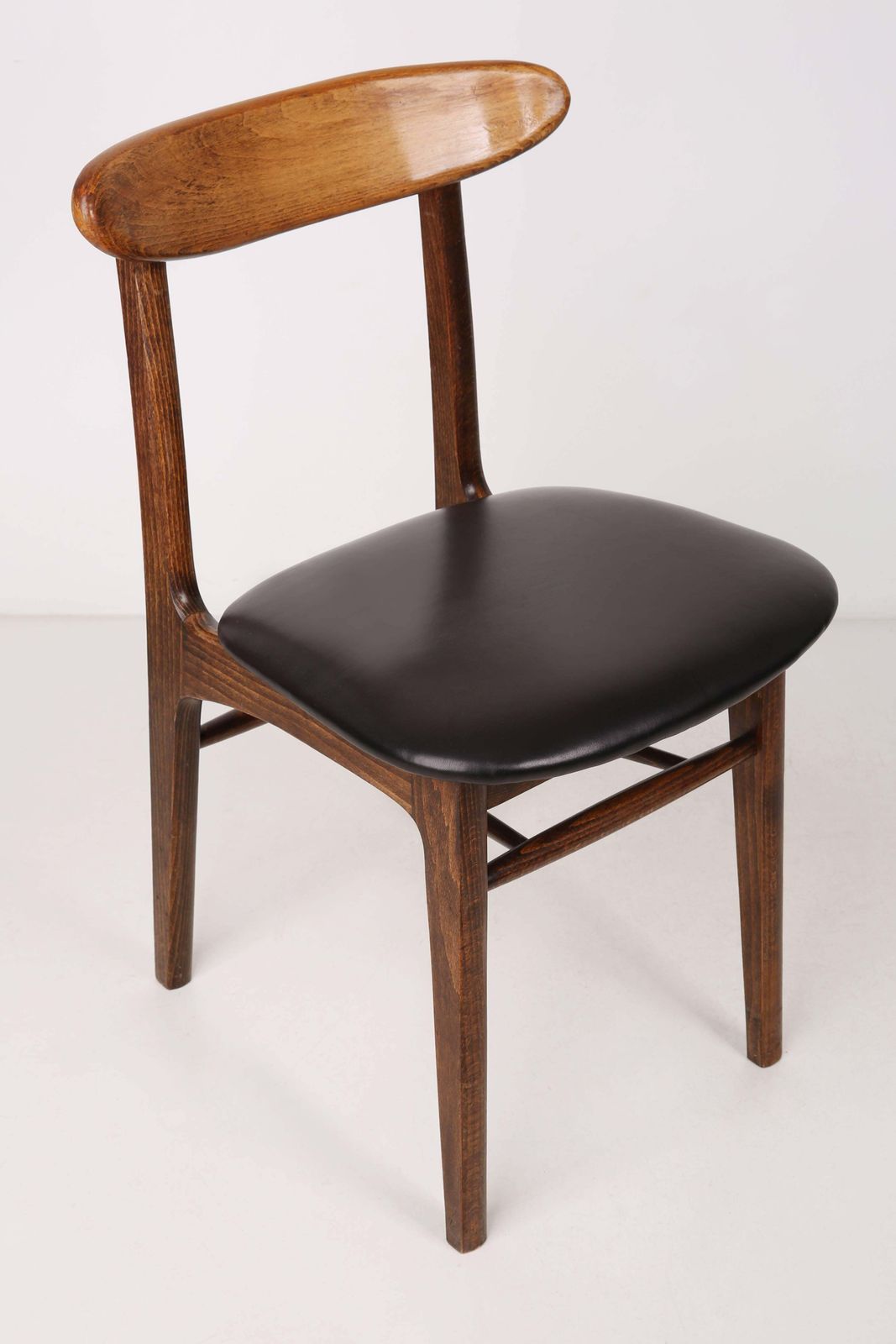 Set Of Two Leather Mid Century Black Chairs, Europe, 1960s photo for sale