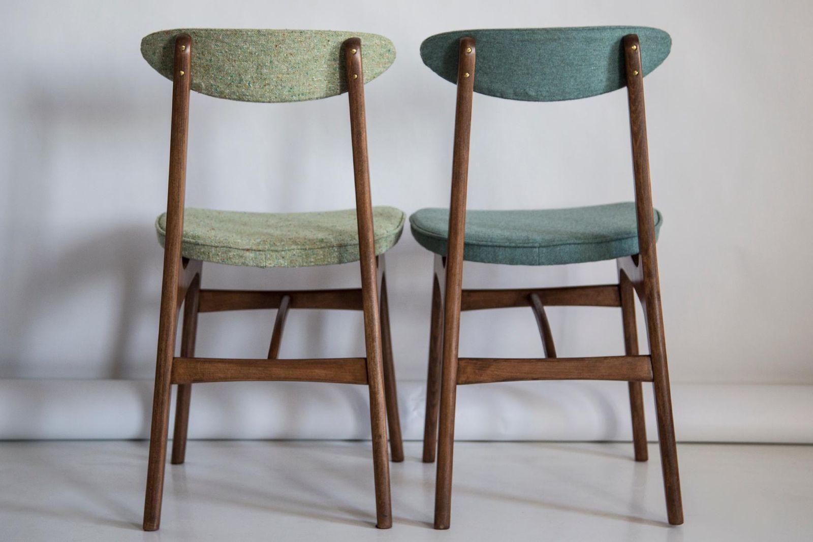 Paar Mid Century Stoelen, Groen Wol, Halas, Polen, Jaren 1960 photo 1446.0