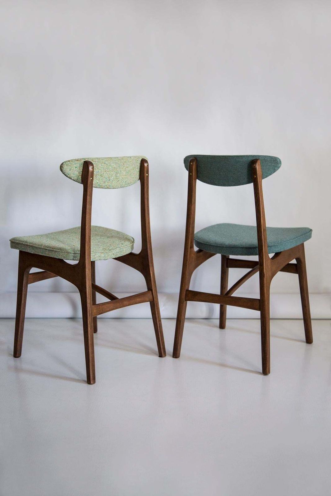 Paar Mid Century Stoelen, Groen Wol, Halas, Polen, Jaren 1960 photo vinterior