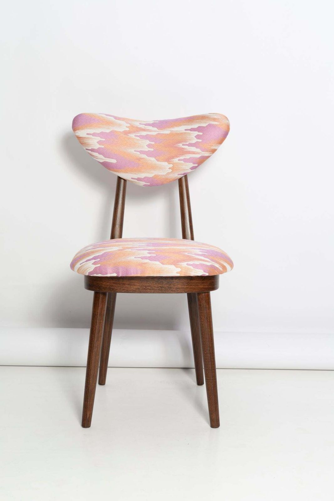 Set Of Two Midcentury Heart Chairs, Pink Fandango Jacquar, Dedar, Europe, 1960s photo for sale