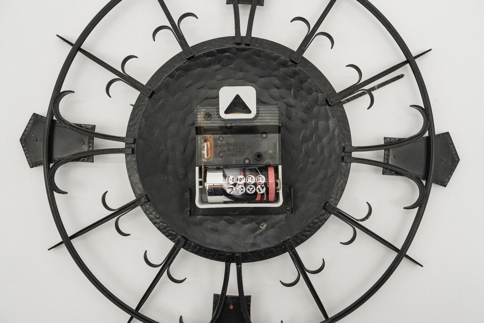 Mid Century Modern Iron And Copper Wall Clock By Mauthe Electric, 1960s photo buy