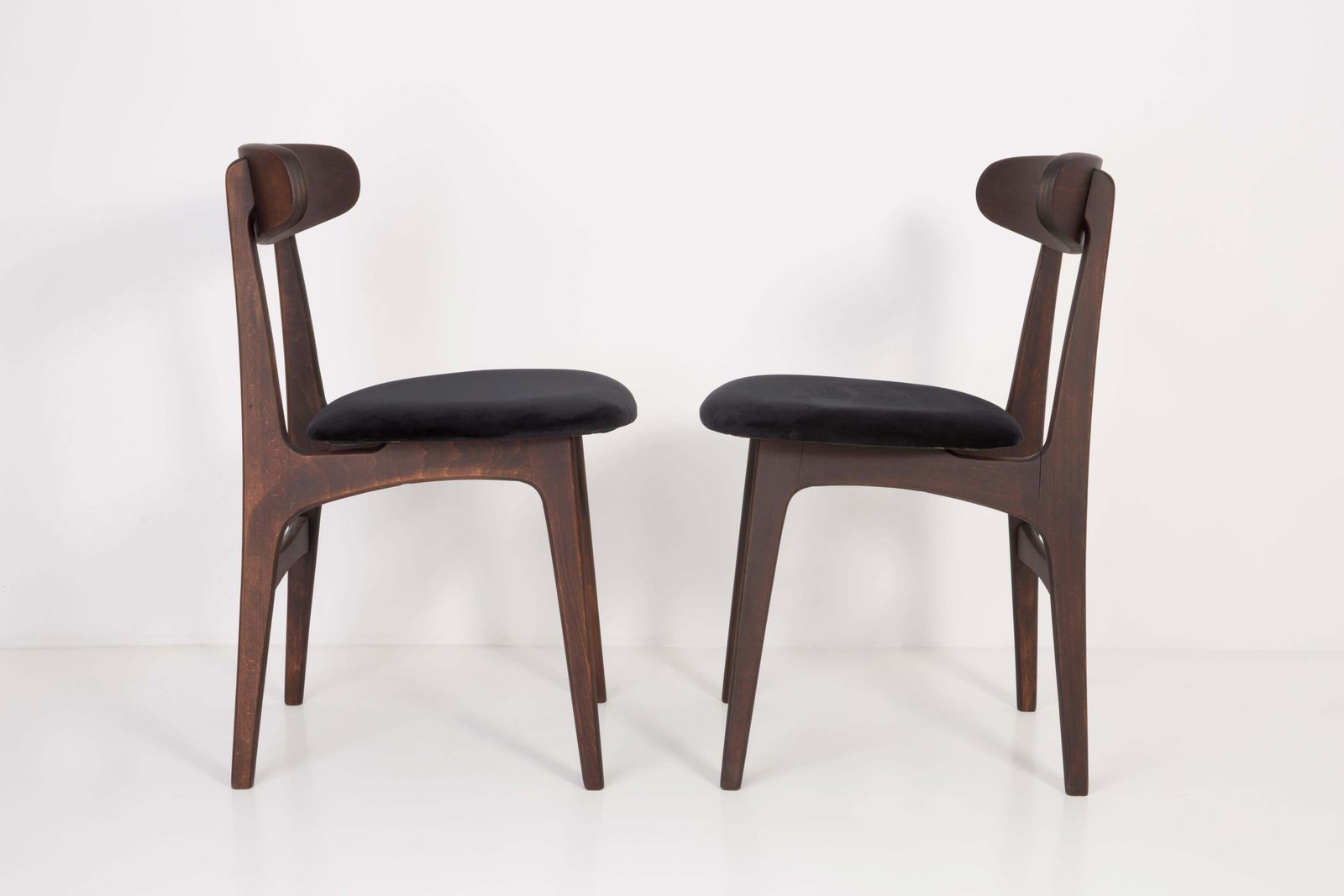 Set Of Four 20th Century Black Velvet Chairs, 1960s photo vinterior
