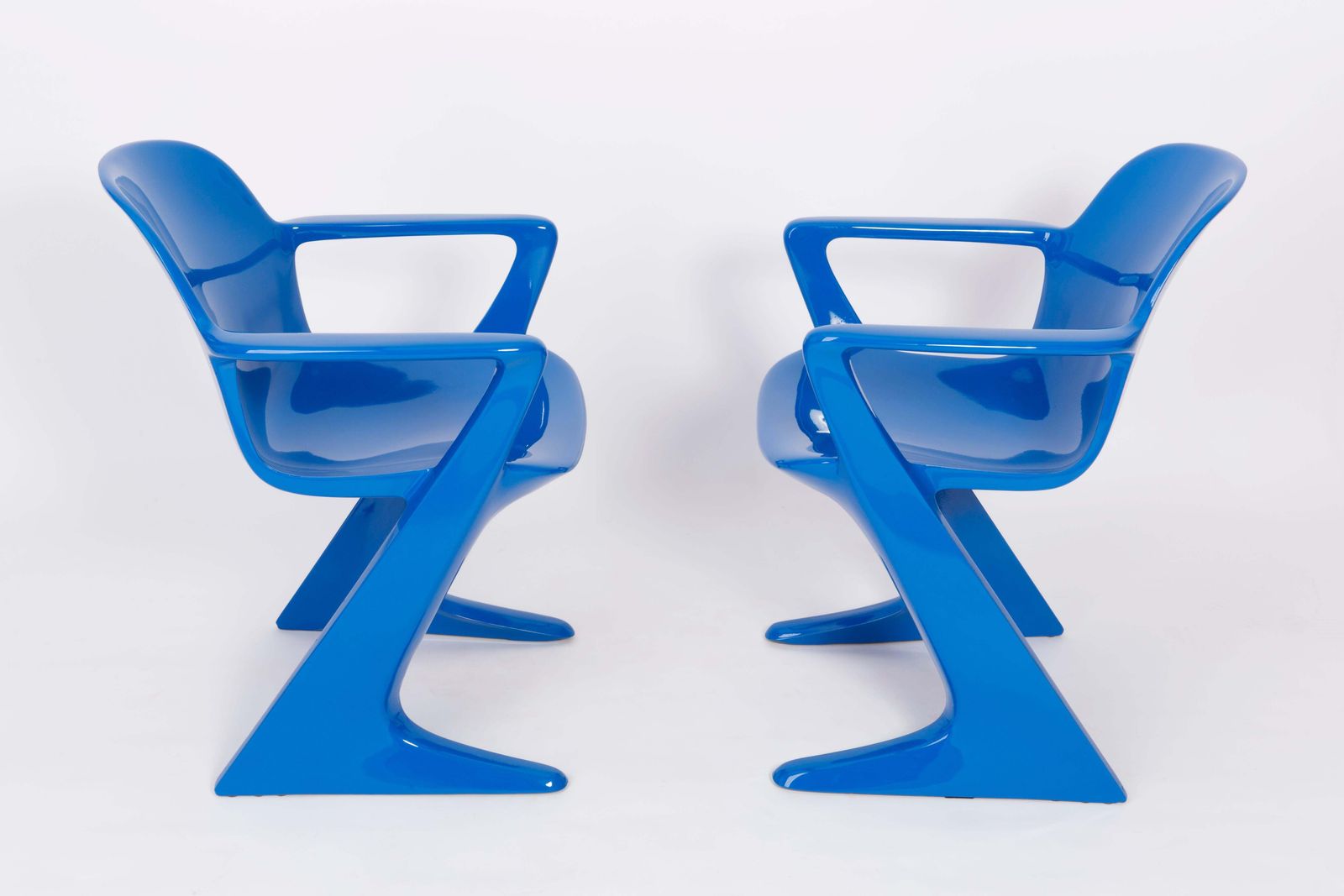 Set Of Two Classic Blue Kangaroo Chairs Designed By Ernst Moeckl, Germany, 1968 photo for sale