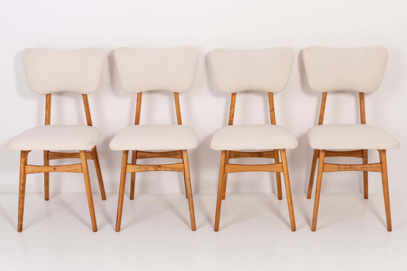 Set Of Four 20th Century Light Crème Boucle Chairs, 1960s photo 1702.0