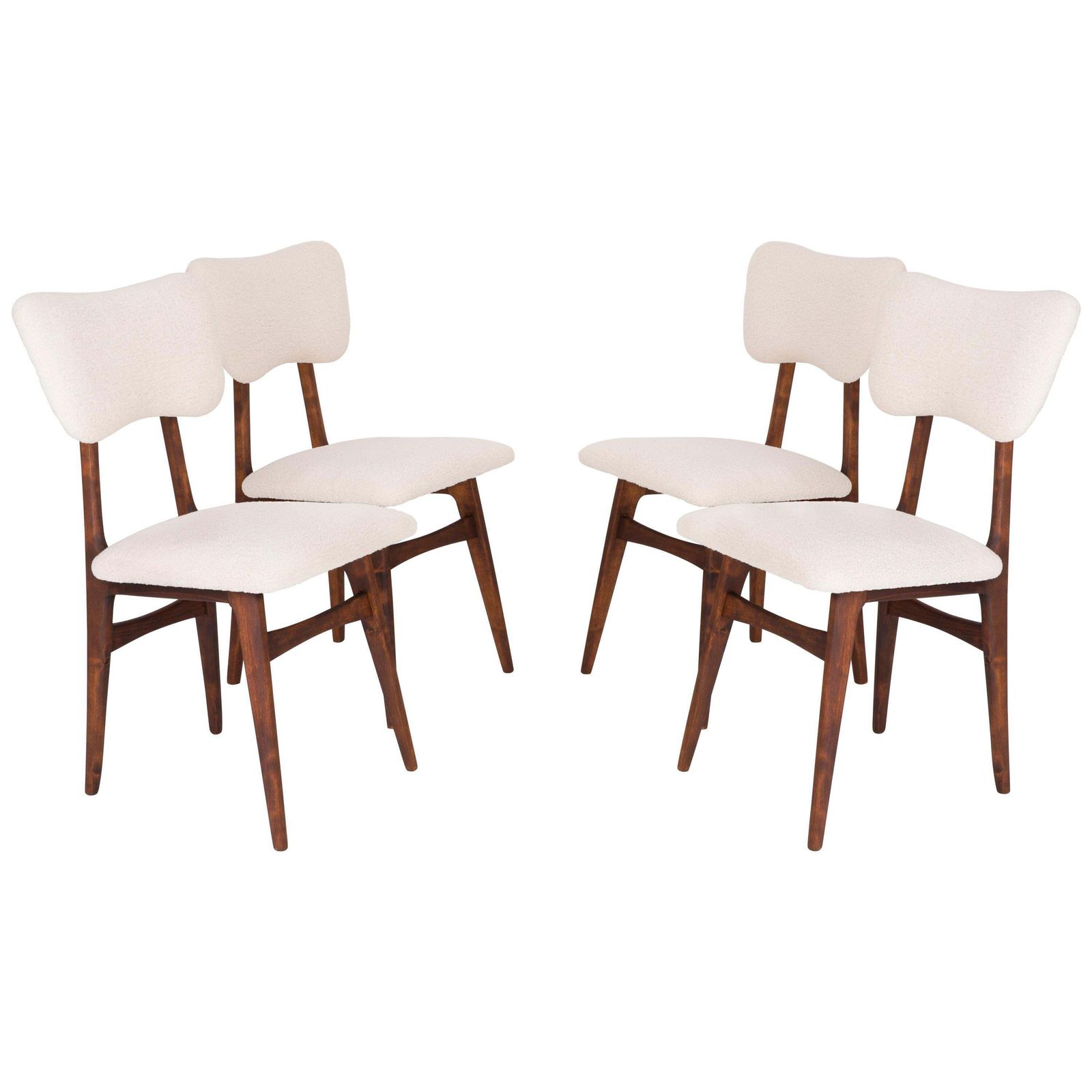 Set Of Four 20th Century Light Crème Boucle Chairs, 1960s