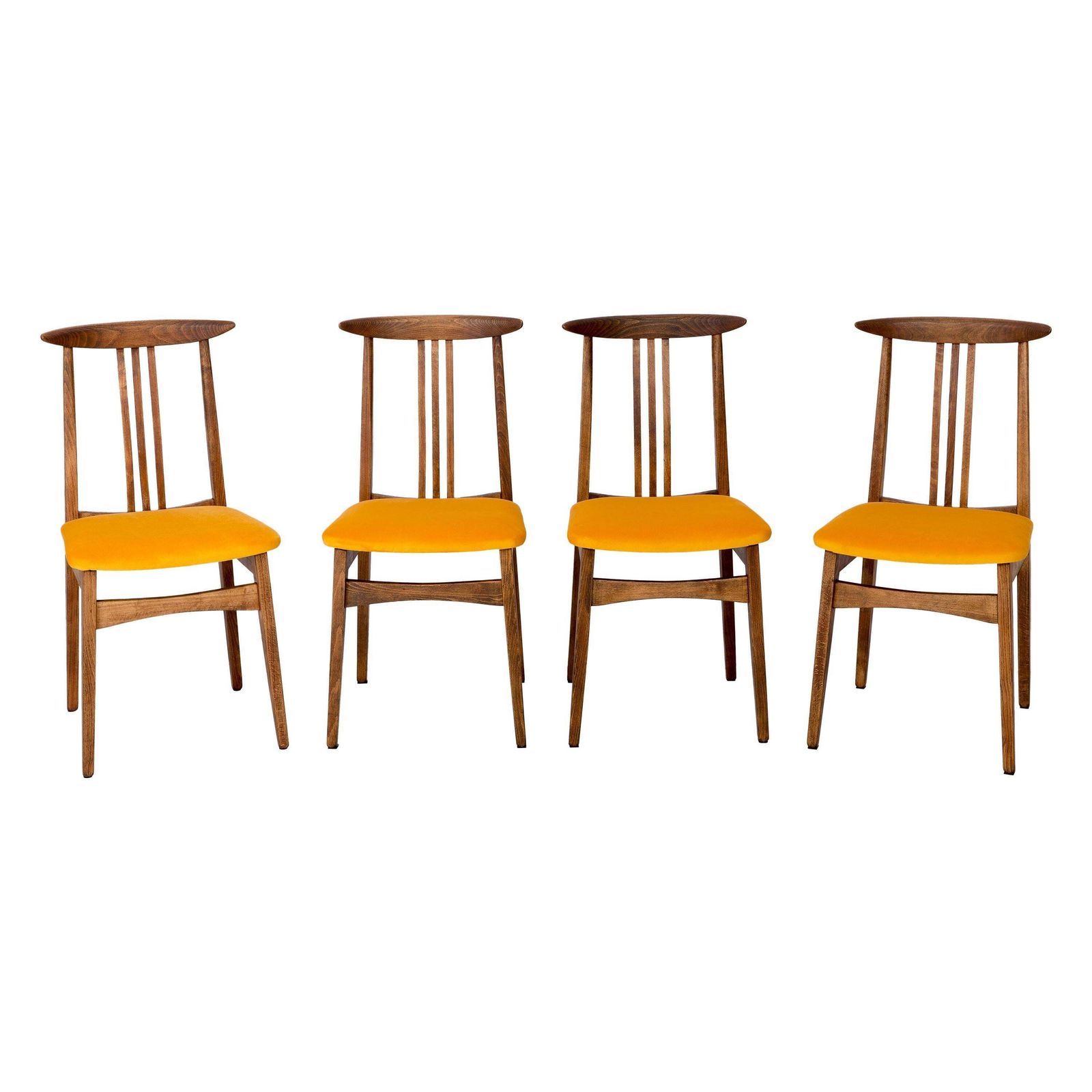 Set Of Four Yellow Chairs, By Zielinski, Poland, 1960s