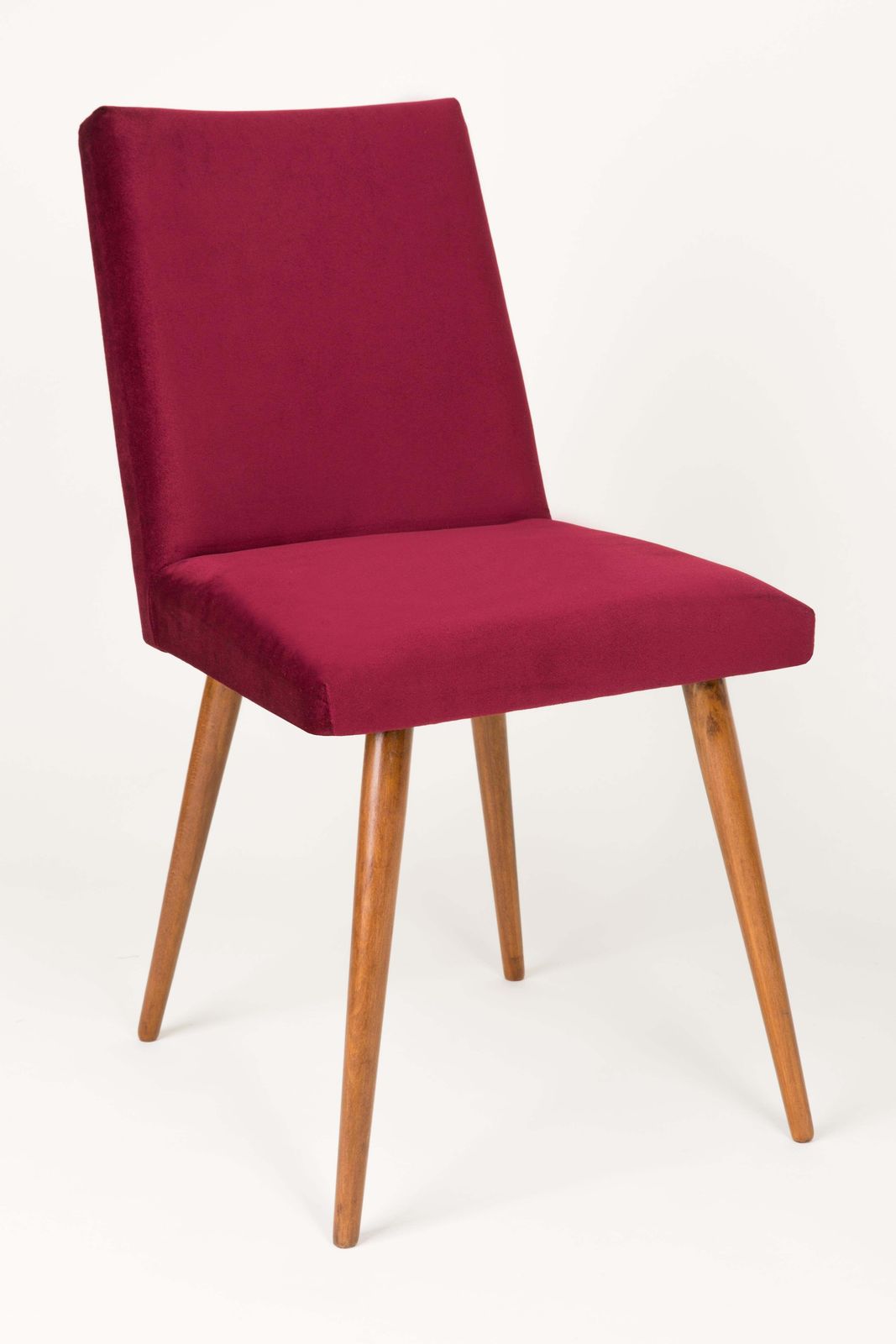 1699.0 Set Van Vier 20e Eeuwse Stoelen Met Donkergroen En Bordeauxrood Fluwelen Bekleding, Ca. Jaren 1960 photo