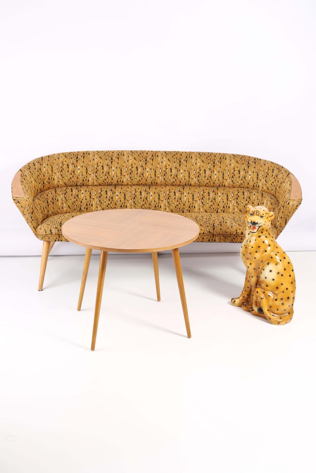 Organic Shape Yellow Pattern Club Sofa, Hollywood Regency, Germany, 1960s photo 2551.0
