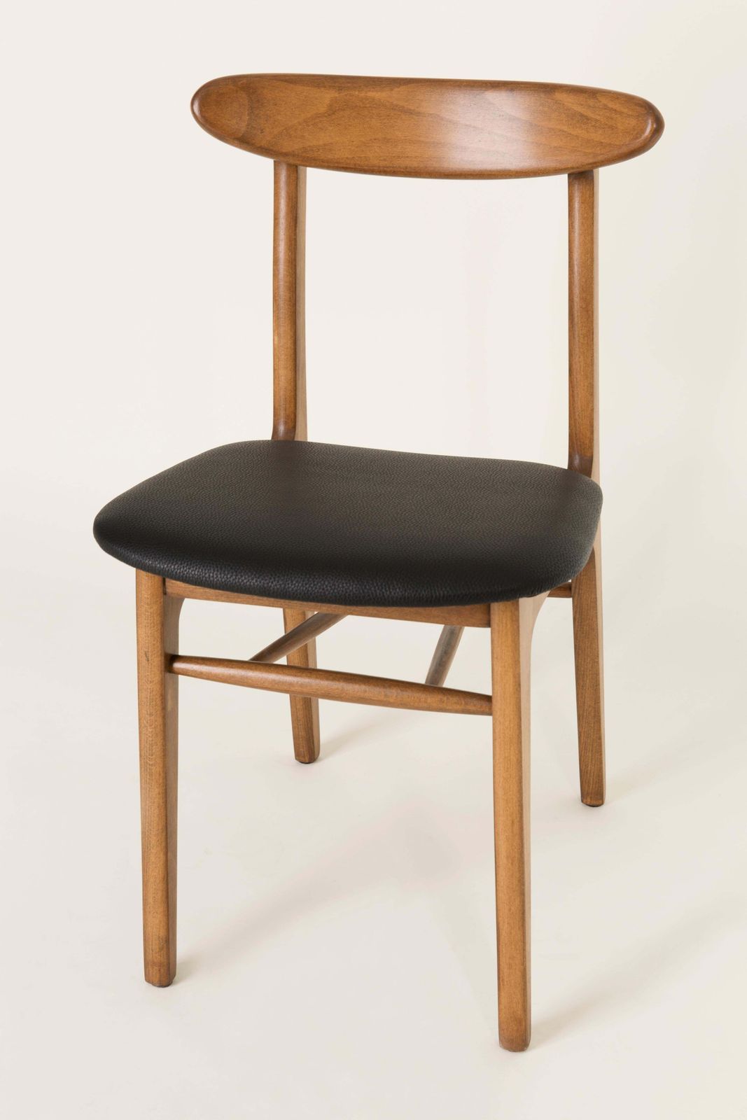 Set Of Four Midcentury Black Leather Dining Chairs, 1960s photo buy