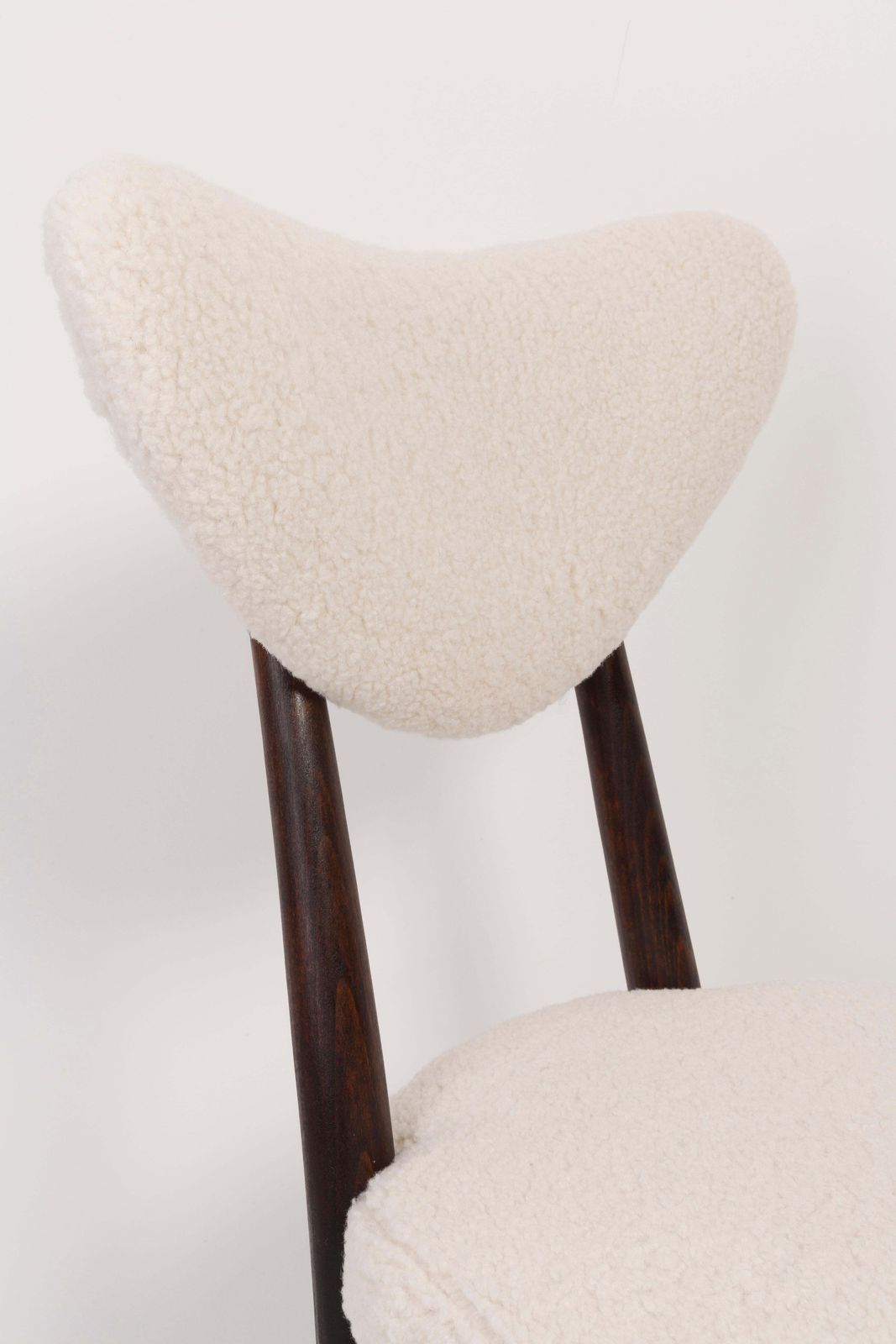Set Of Four Light Boucle Heart Chairs, Europe, 1960s photo vinterior