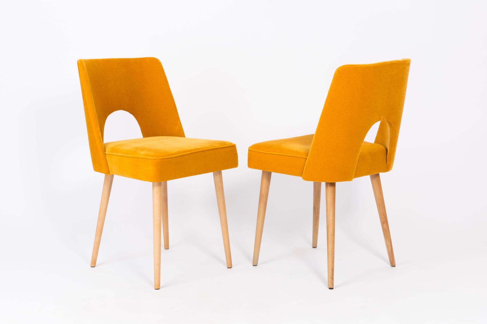 Set Of Four Mustard Yellow Velvet 'Shell' Chairs, 1960s photo buy