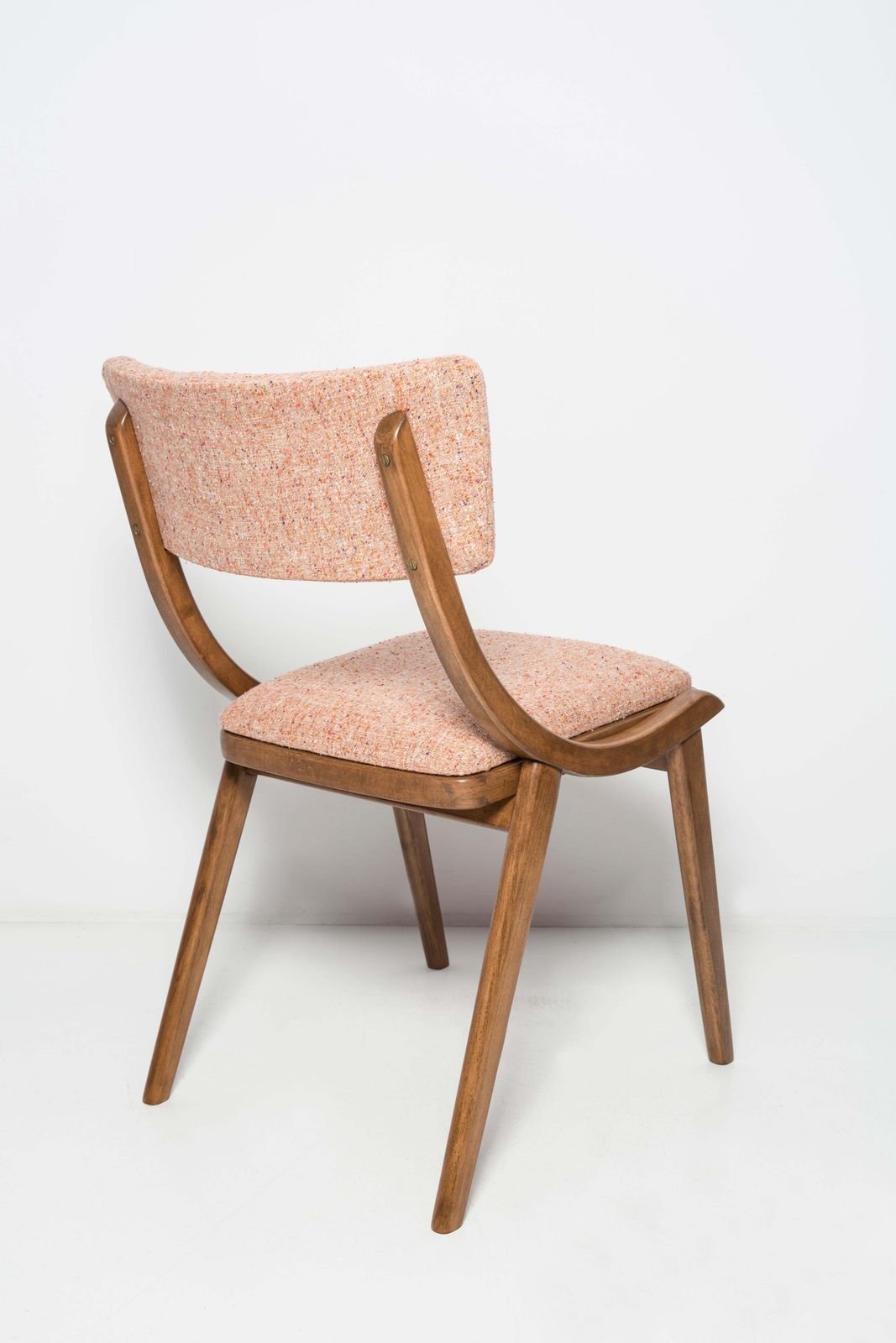 Set Of Four Mid Century Modern Bumerang Chairs, Peach Orange Wool, Poland, 1960s photo Furniture