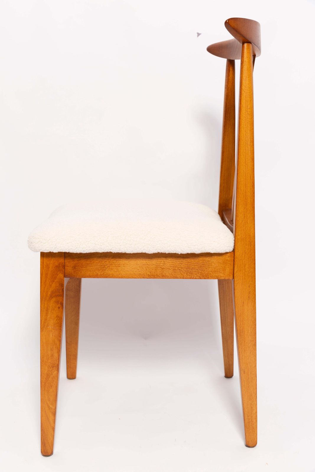 Set Of Four Mid Century Cream Ivory Boucle Chair, By M. Zielinski, Europe, 1960s photo vintage